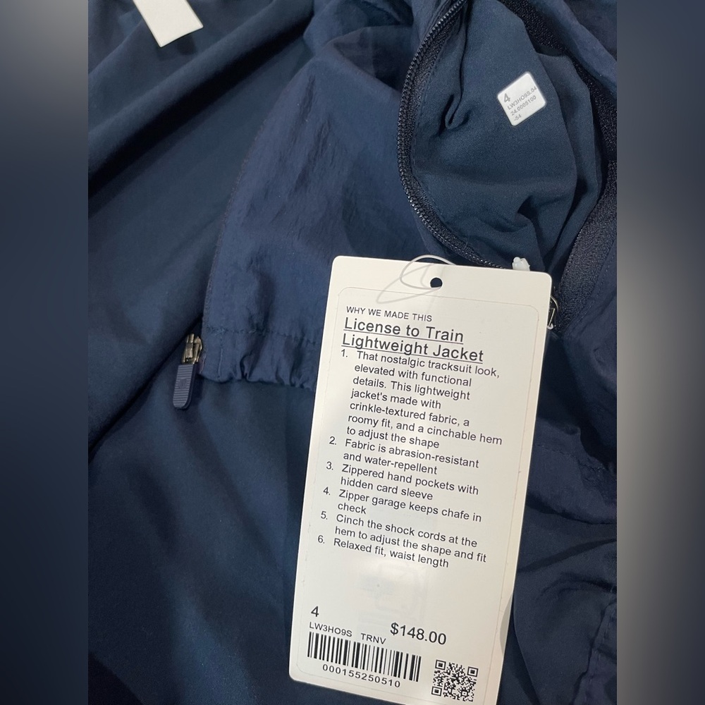 Lululemon Athletica License to Train Lightweight Jacket True Navy Size 4 - Picture 5 of 8